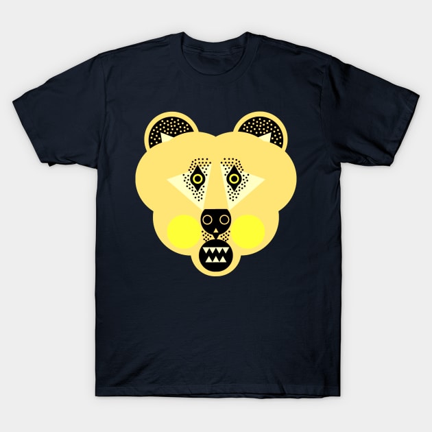 Grizzly Bear Face, Pale Yellow tones T-Shirt by AnimalMagic